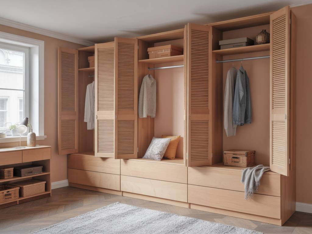 Fabriquer un dressing modulable en bois recyclé avec portes coulissantes